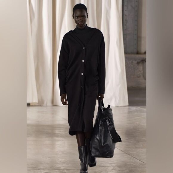 ZARA RUCHED LONG INTERLOCK JACKET - Picture 6 of 9